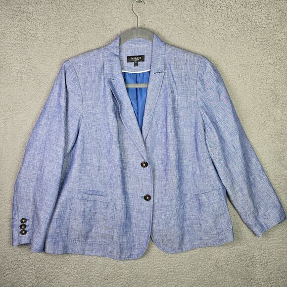 Talbots Blazer Jacket Women 22WP Chambray Blue 100% Linen Professional Career - Picture 14 of 16